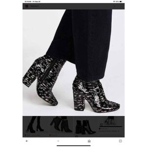 Kendall + Kylie Haedyn side zip, sequin Boots Size 9 Black Silver